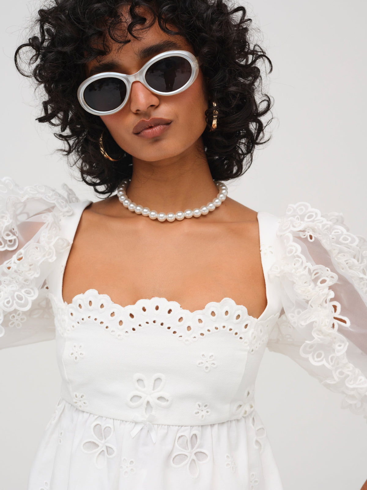Daisy Eyelet Top - White