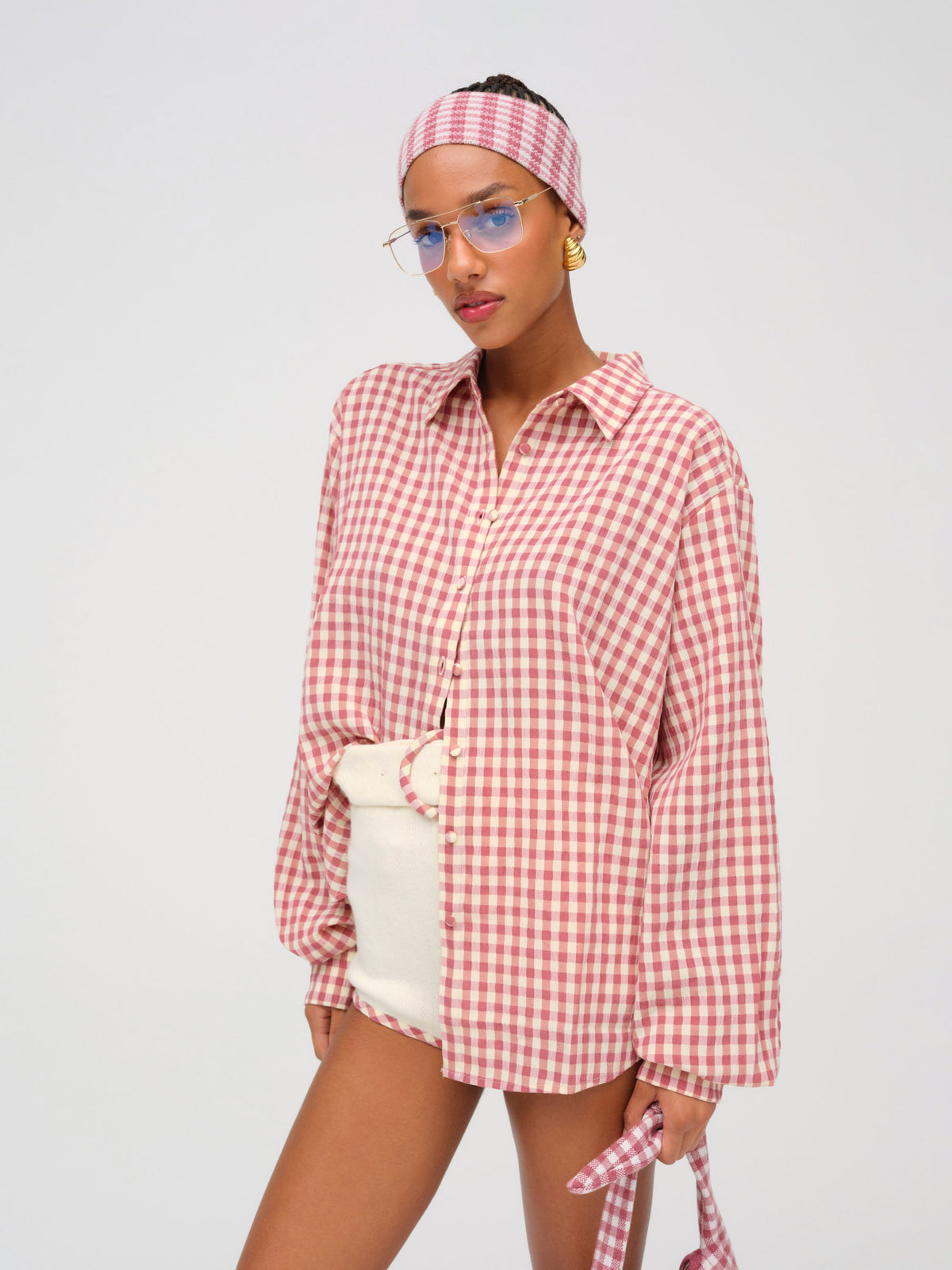 Georgia Gingham Button Down - Mauve