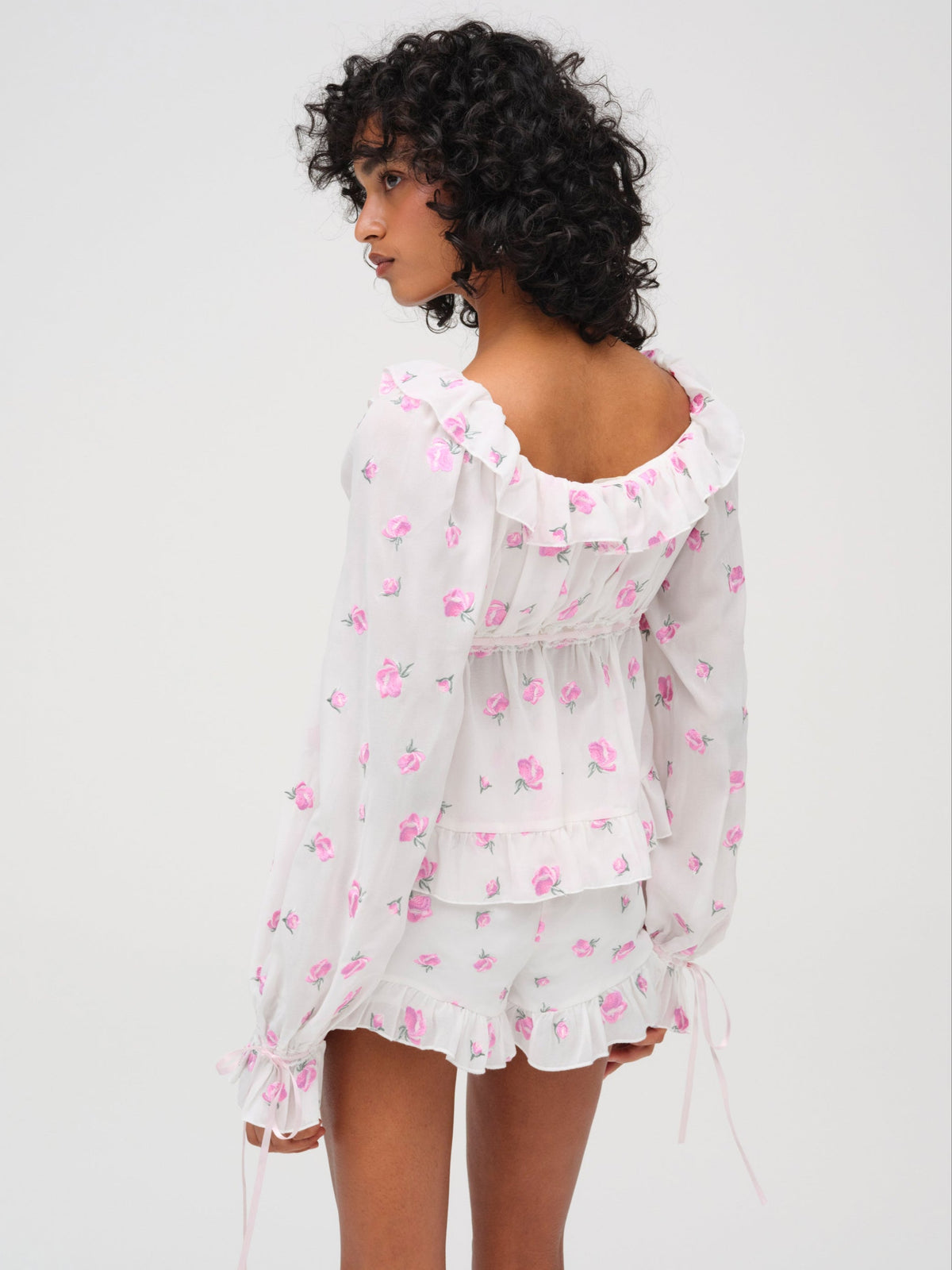 Fiona Floral Top - White