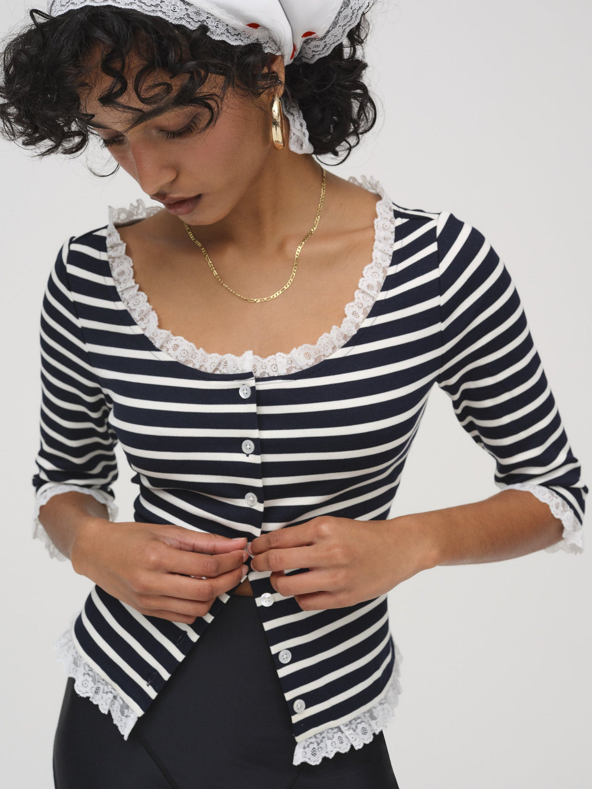Suzette Stripe Cardigan - Black
