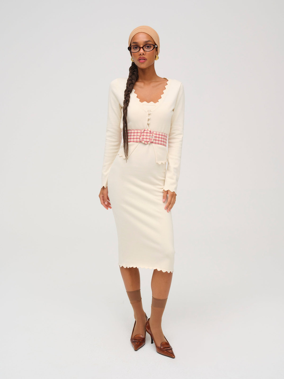 Sisi Scallop Knit Cardigan - Cream