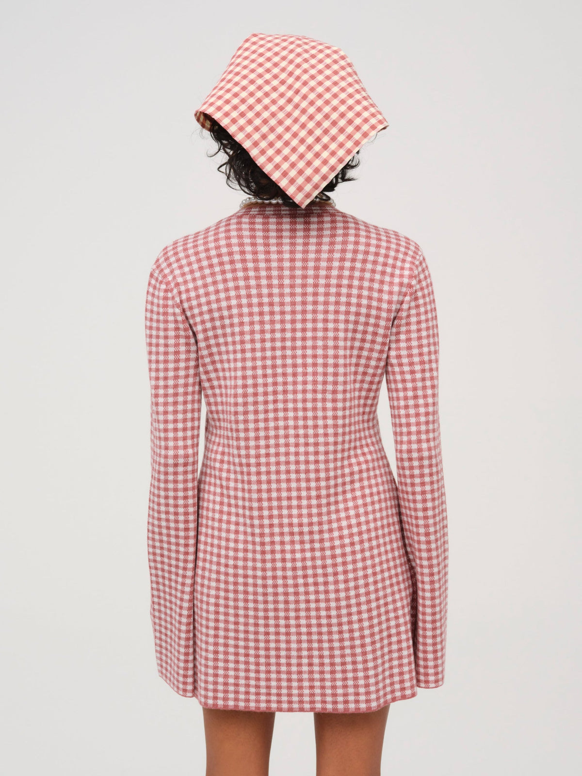 Gingham Knit Jacket - Mauve