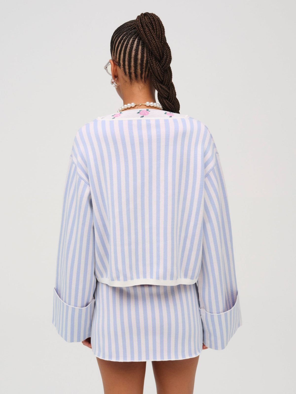 Edie Jacquard Knit Sweater - Blue