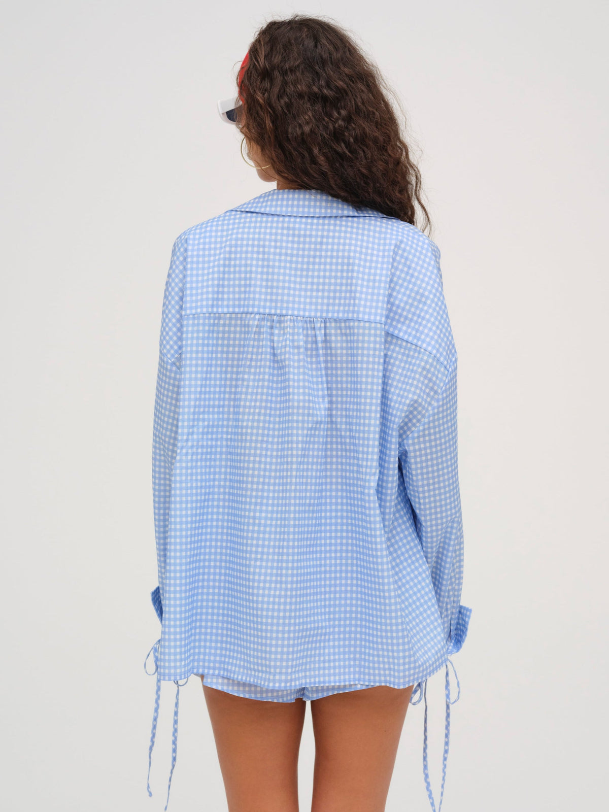 Gingham Button-Down Top - Blue