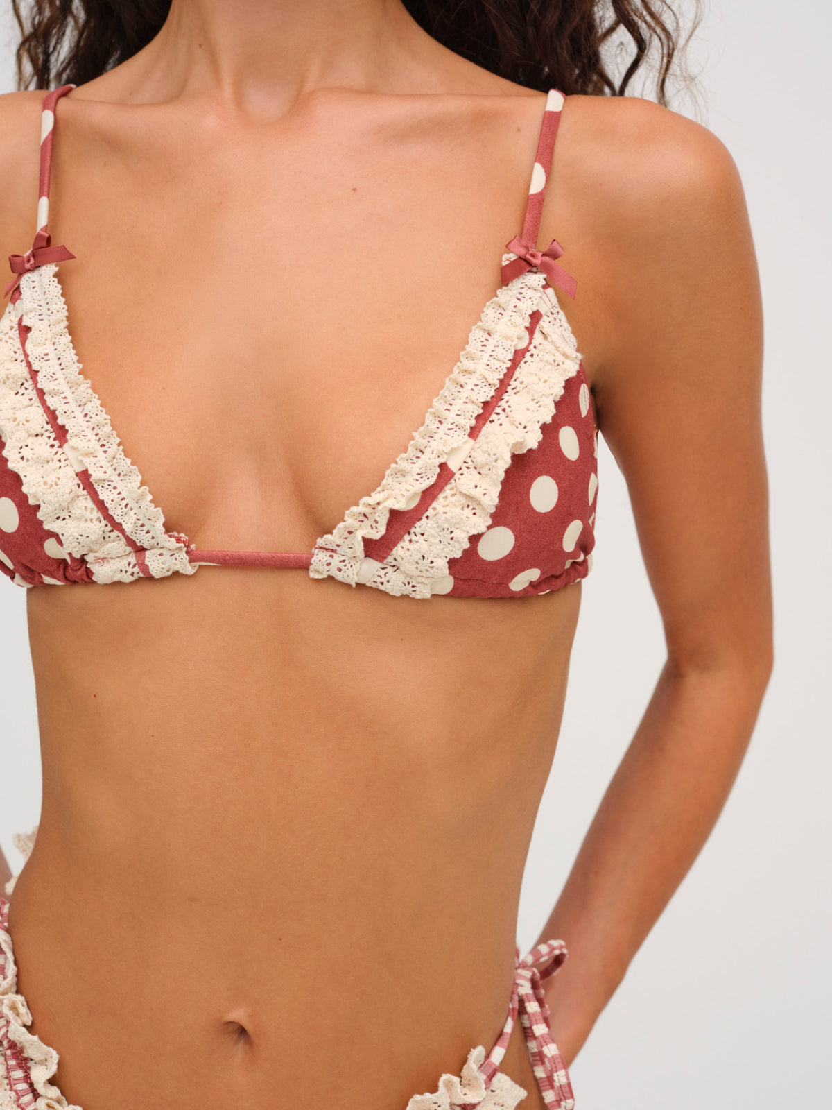 Dolly Dot Triangle Bikini Top - Red