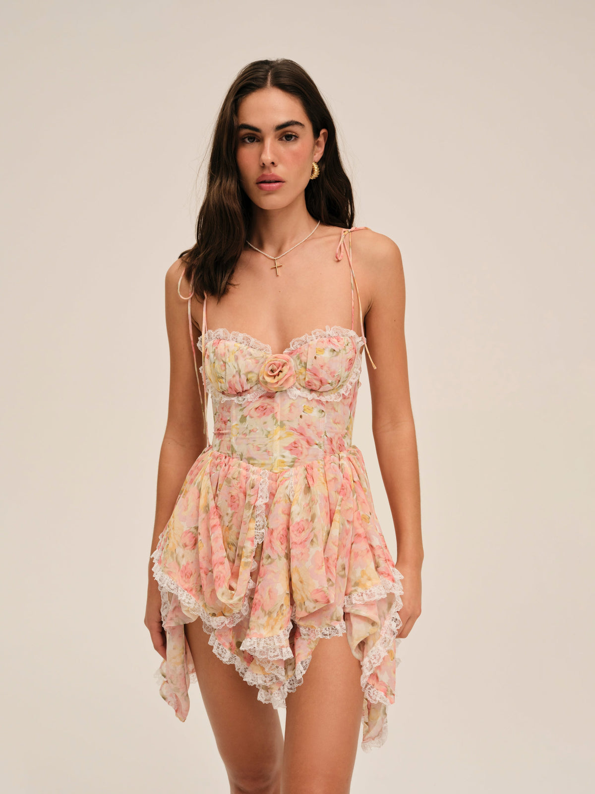 Elea Asymmetrical Mini Dress - Peach