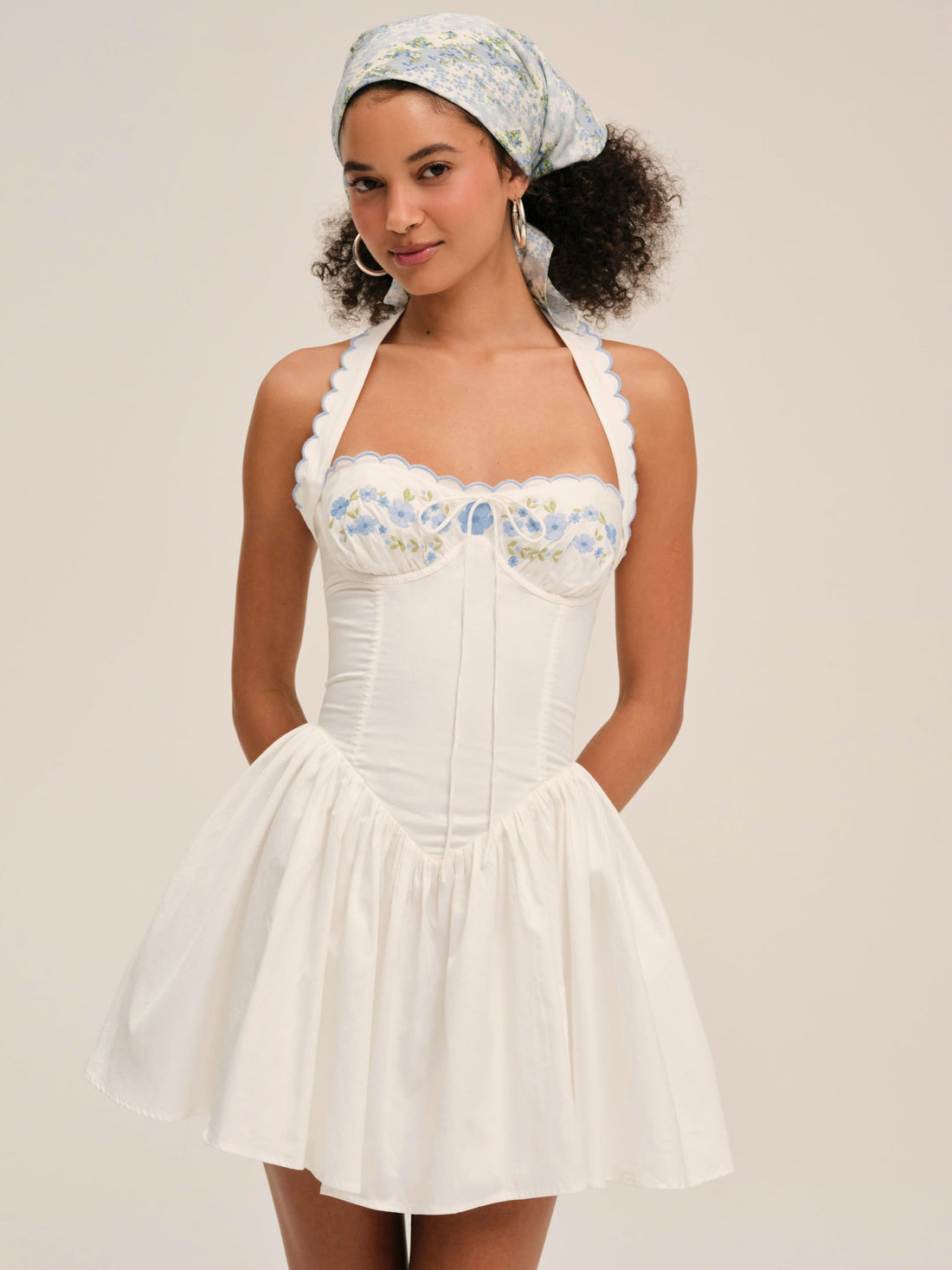 Tea Time Poplin Bustier Mini Dress
