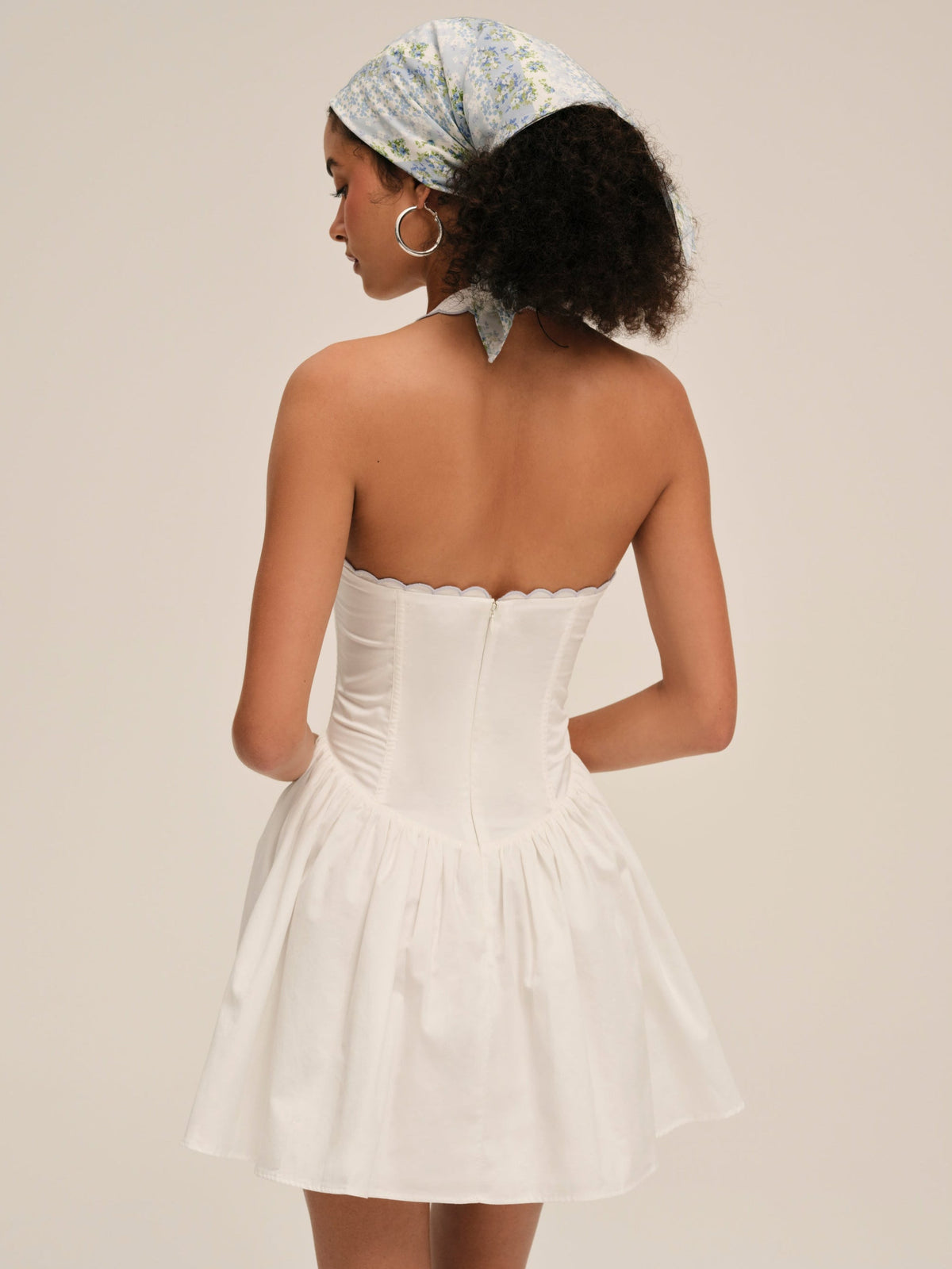 Tea Time Poplin Bustier Mini Dress - White