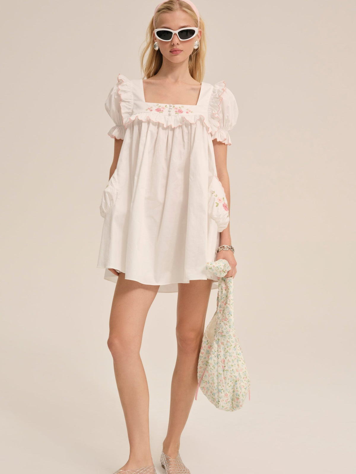Tea Time Babydoll Dress - White