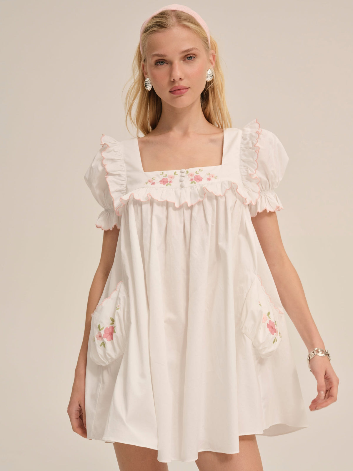 Tea Time Babydoll Dress - White