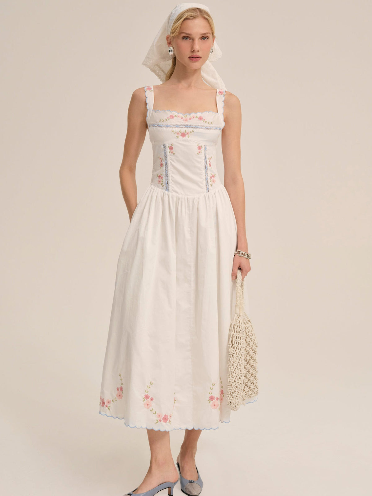 Tea Time Midi Dress - White