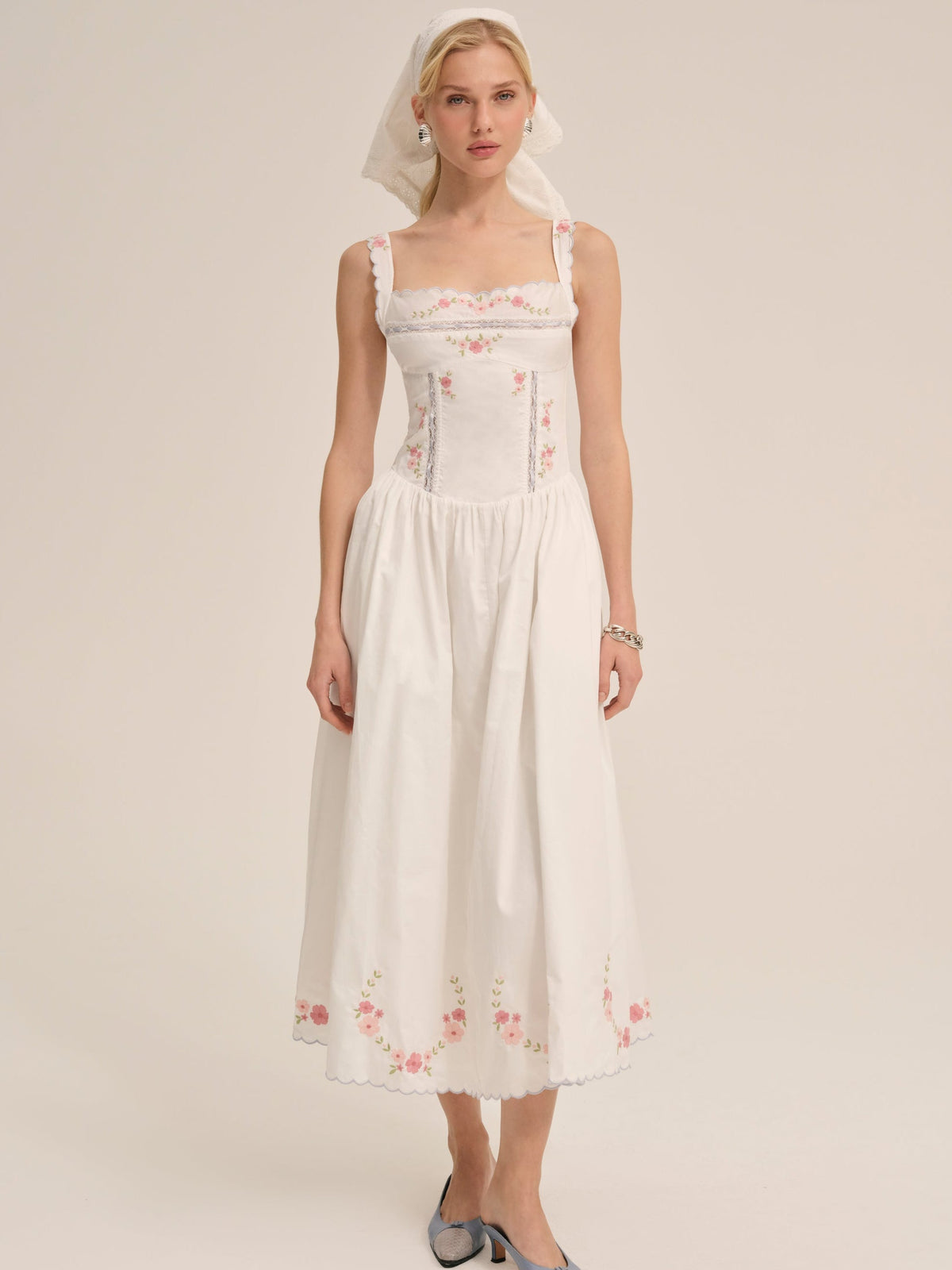 Tea Time Midi Dress - White