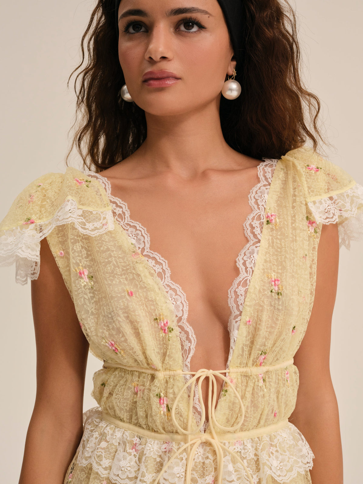 Poppy Lace Mini Dress - Yellow