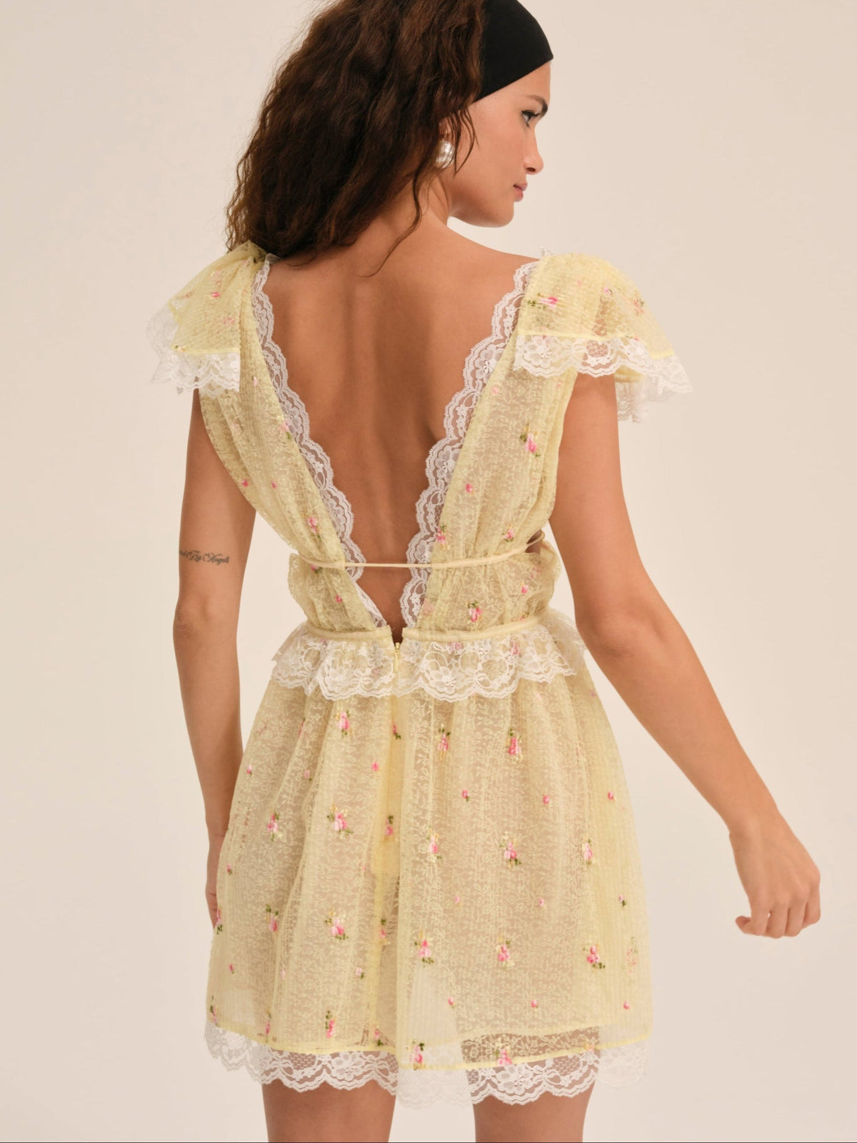 Poppy Lace Mini Dress - Yellow