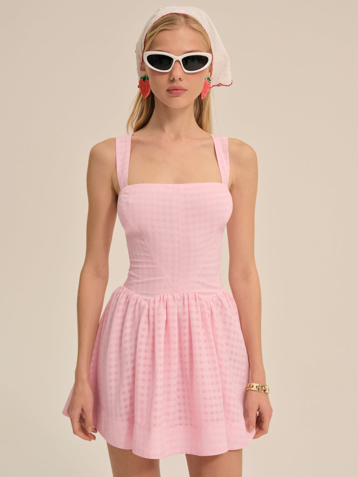 Ginny Gingham Mini Dress - Pink