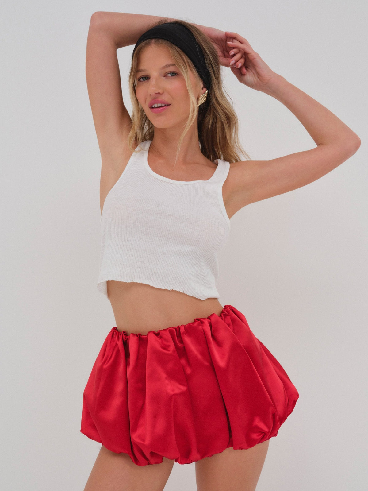 Lena Bubble Mini Skirt - Red