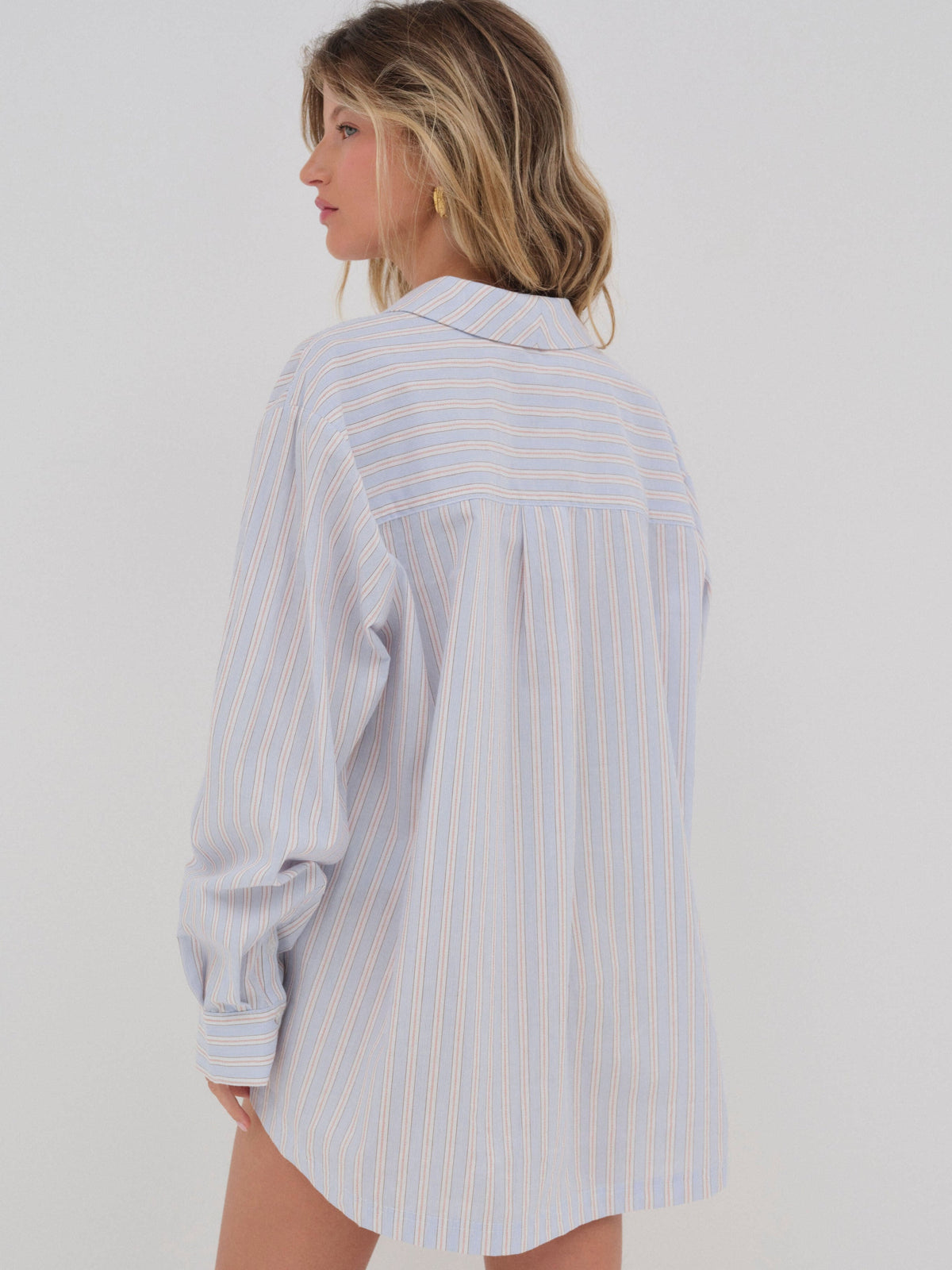 Lakeside Stripe Button Down Top - Blue