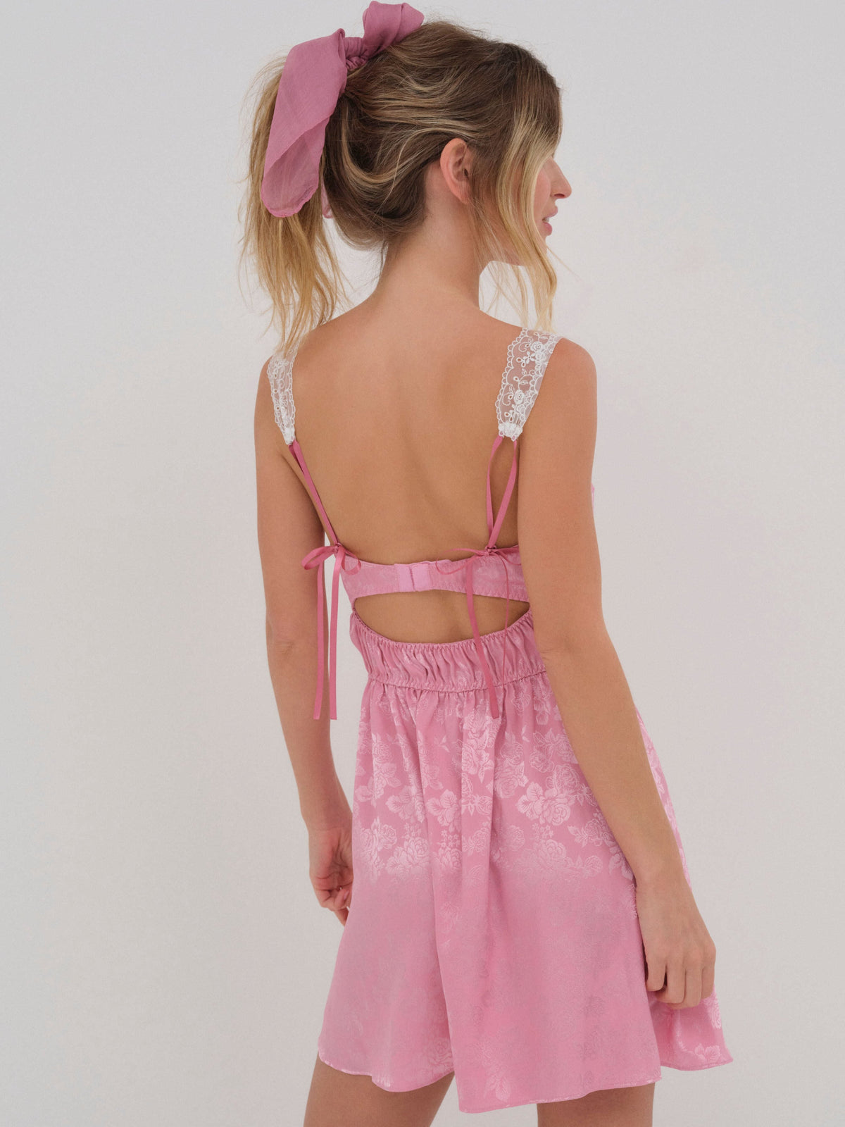 Rose Milk Eyelet Slip Dress - Pink