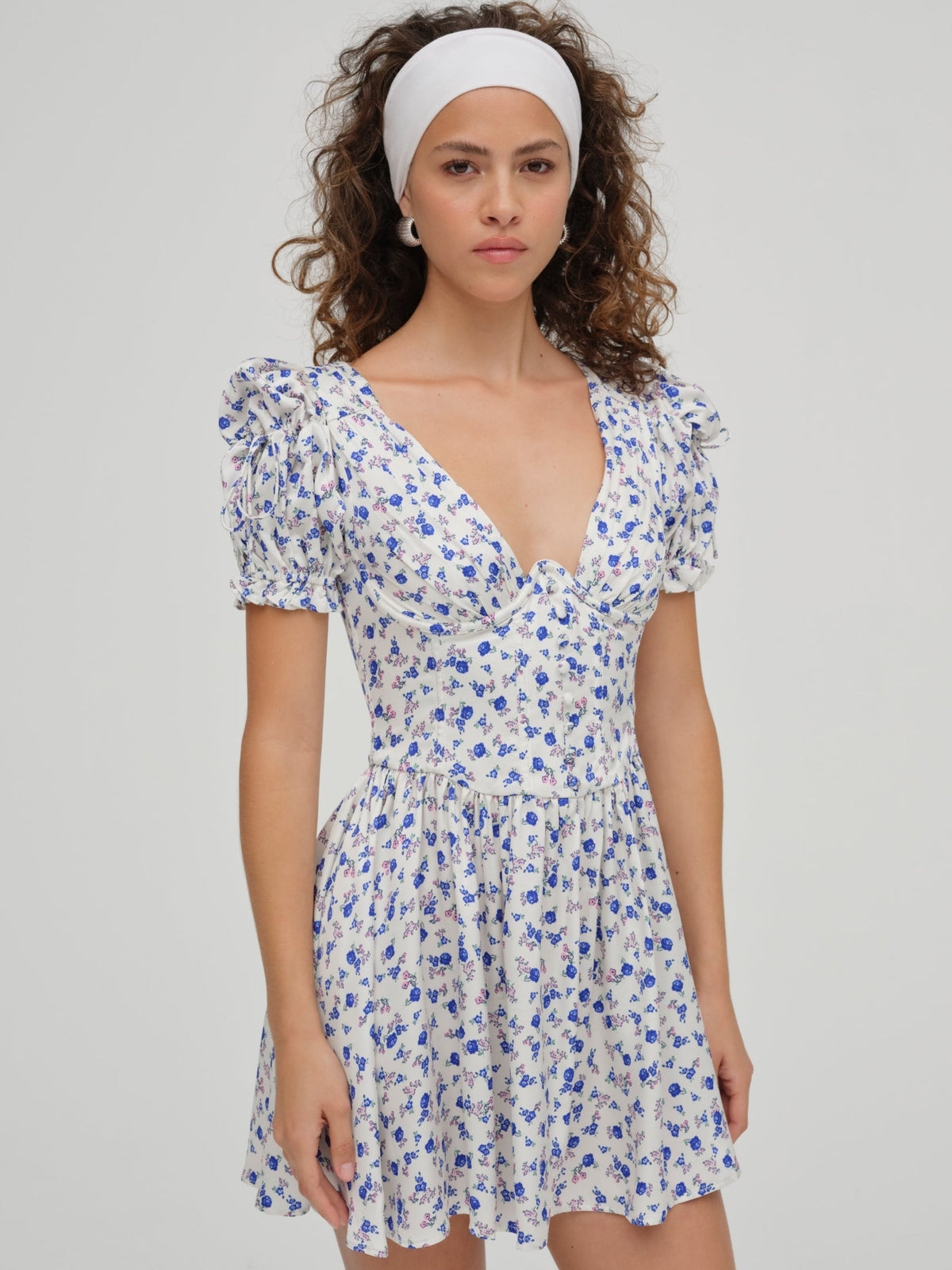 Paulina Puff Sleeve Dress - Blue