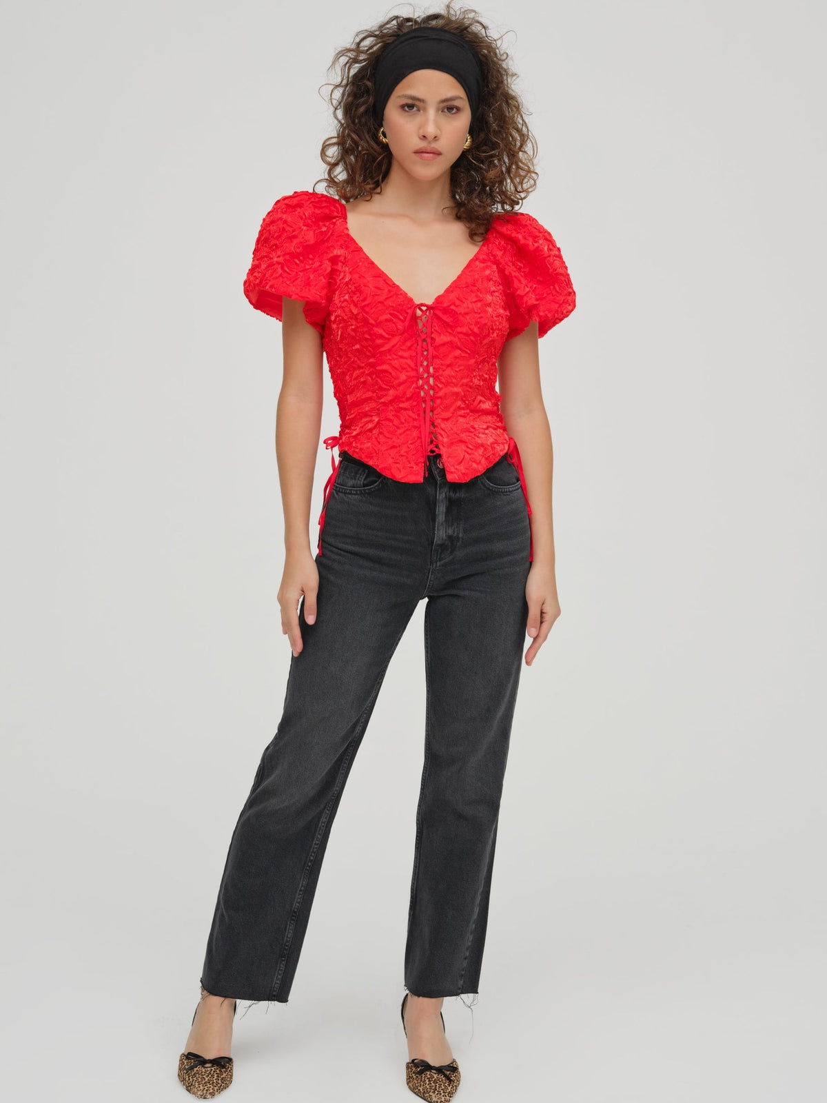 Frosted Organza Top - Red