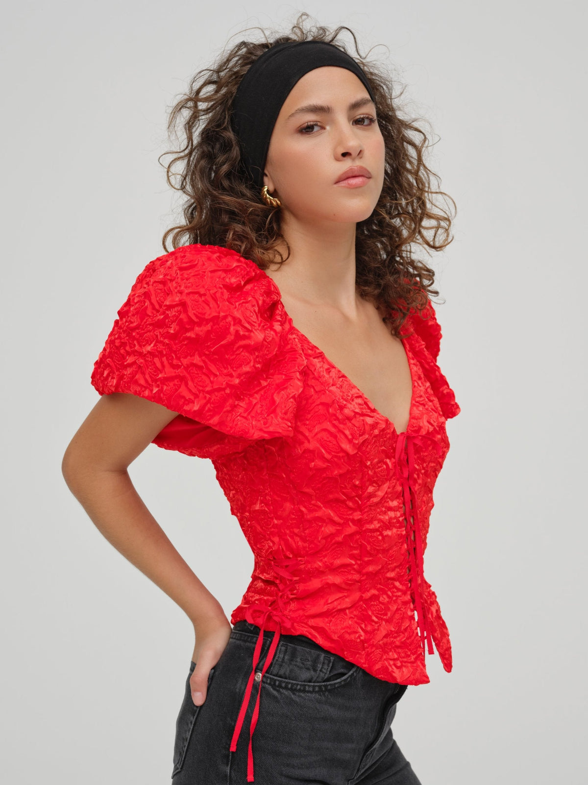Frosted Organza Top - Red