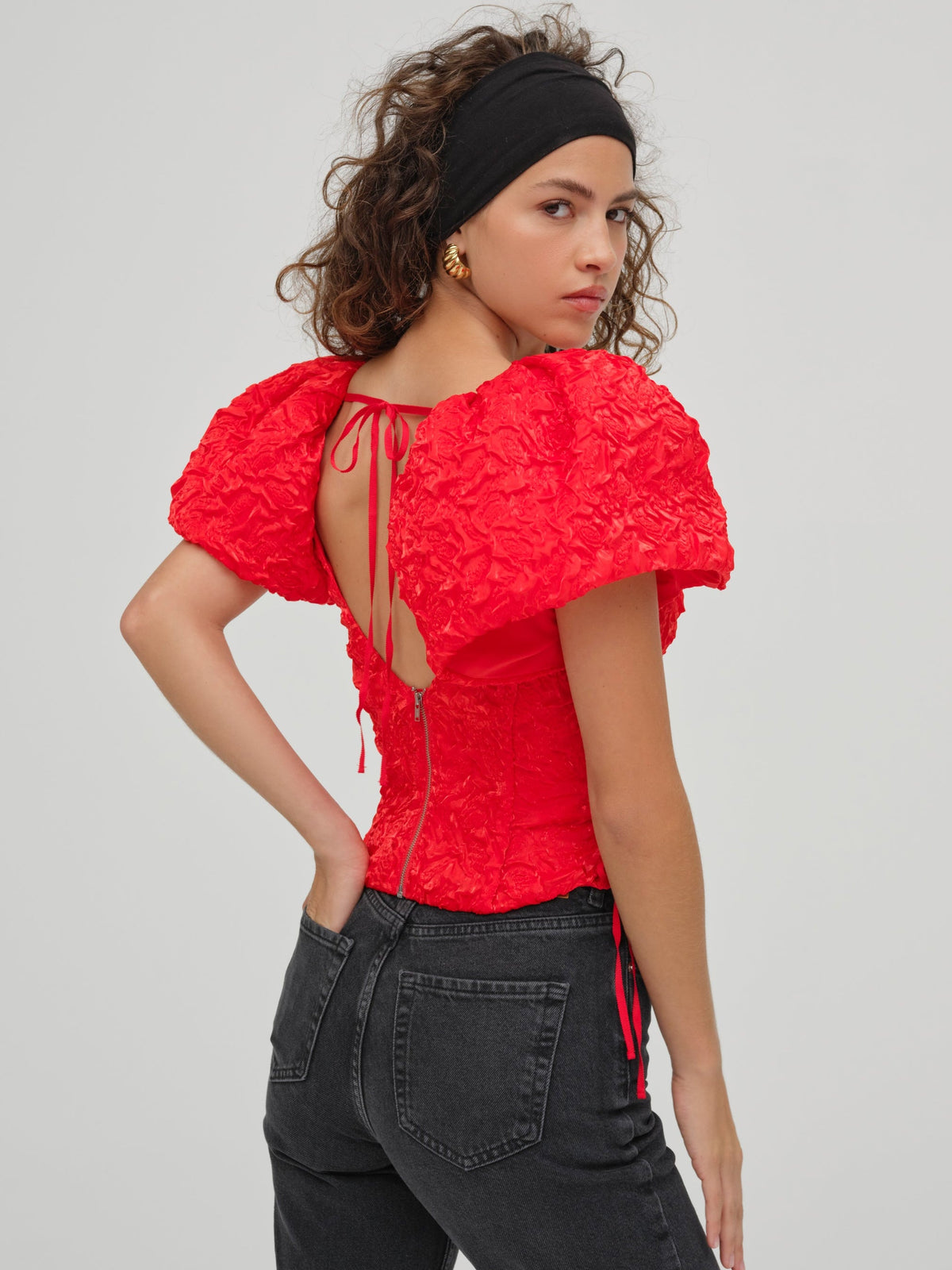 Frosted Organza Top - Red