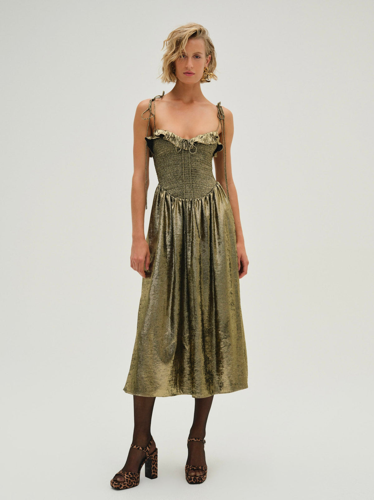 Bethany Midi Dress - Gold