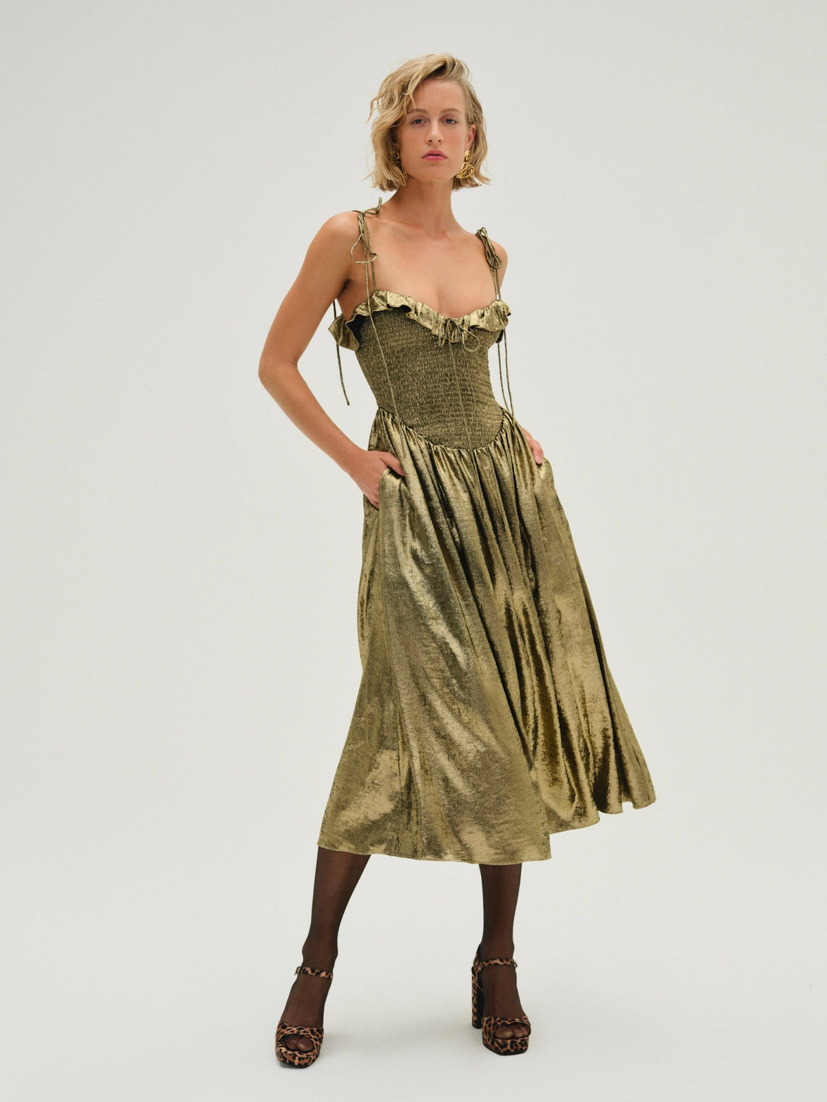 Bethany Midi Dress - Gold