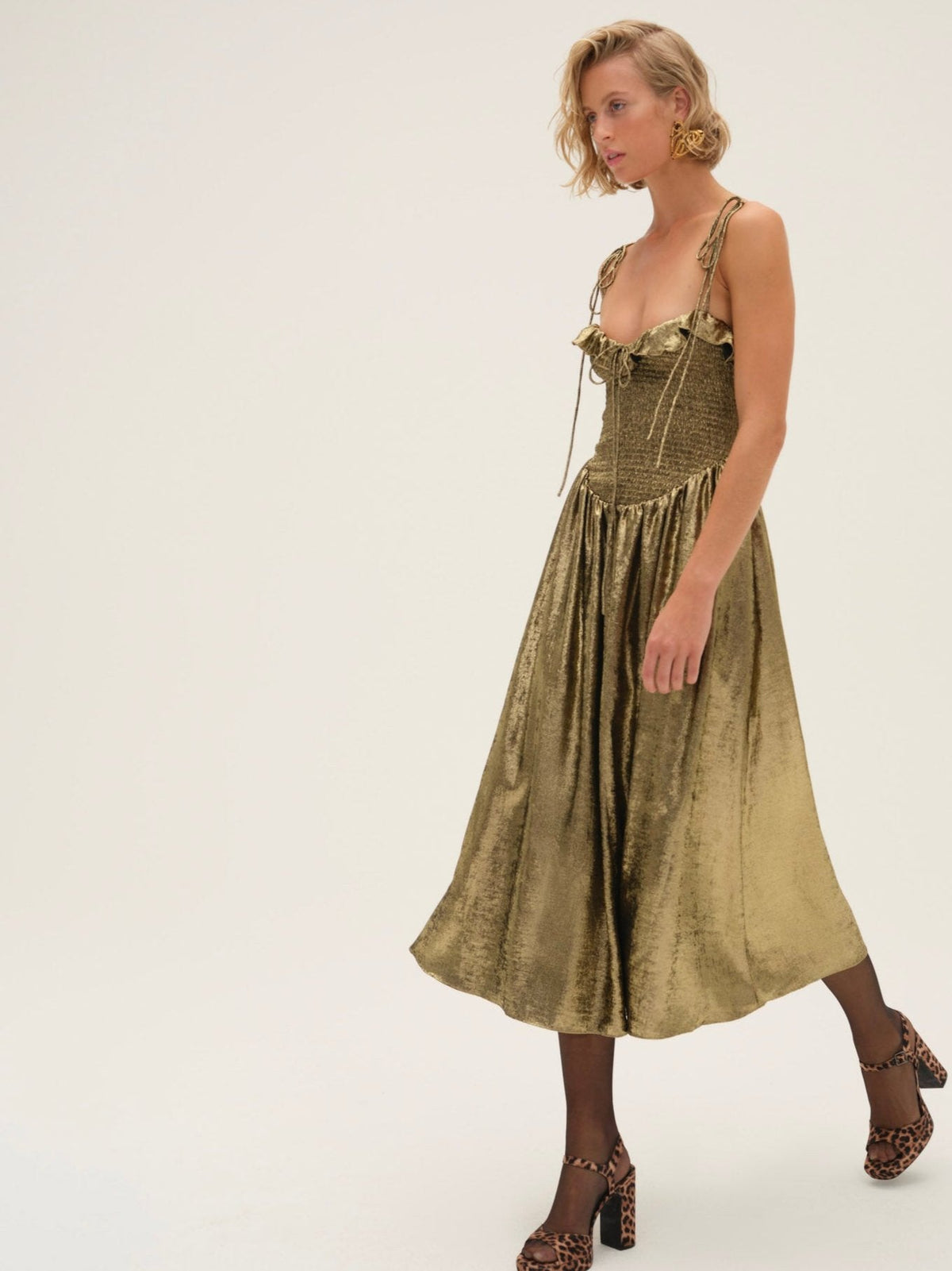 Bethany Midi Dress - Gold