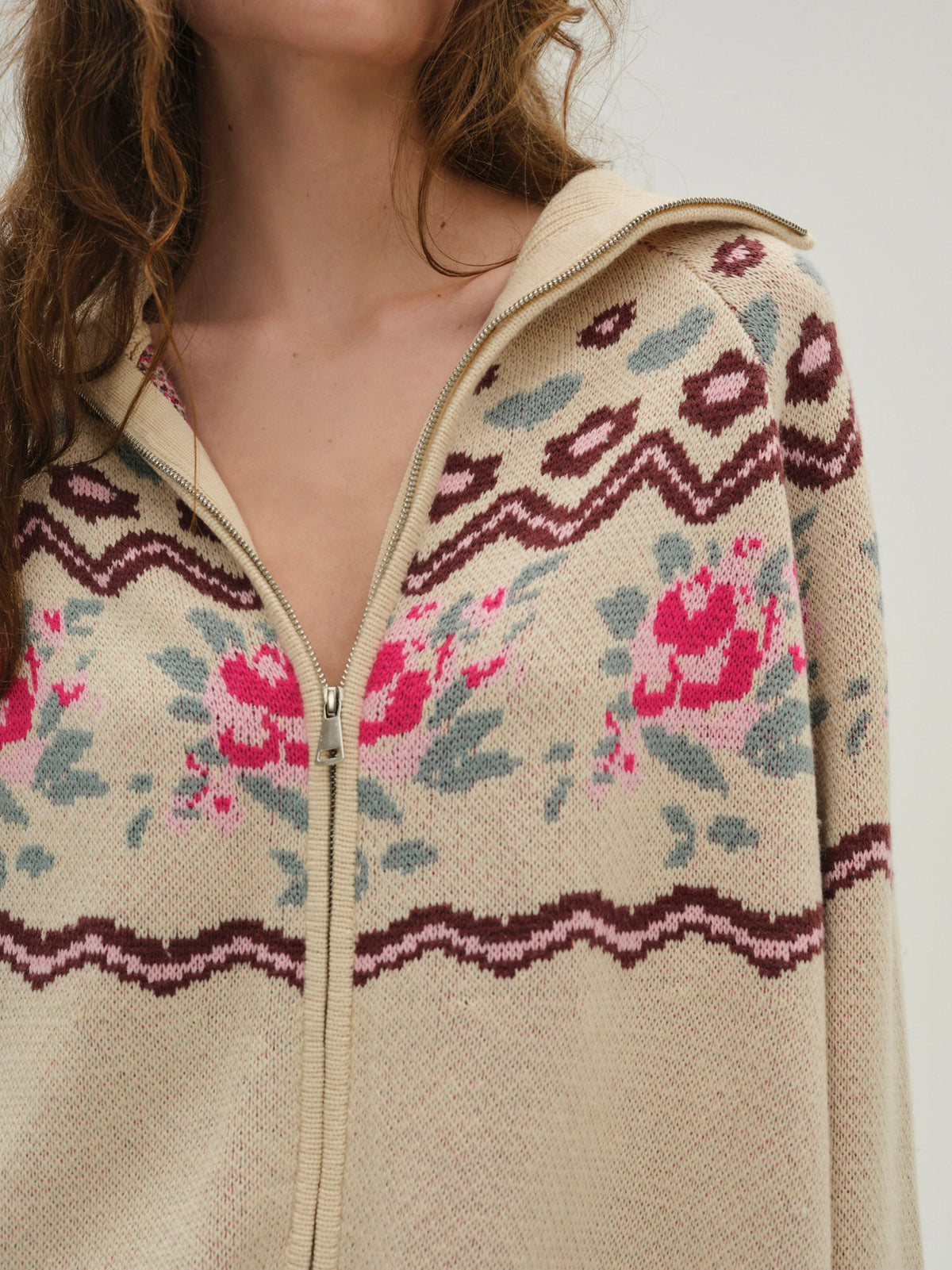 Ski Lodge Zip-Up Sweater - Cream