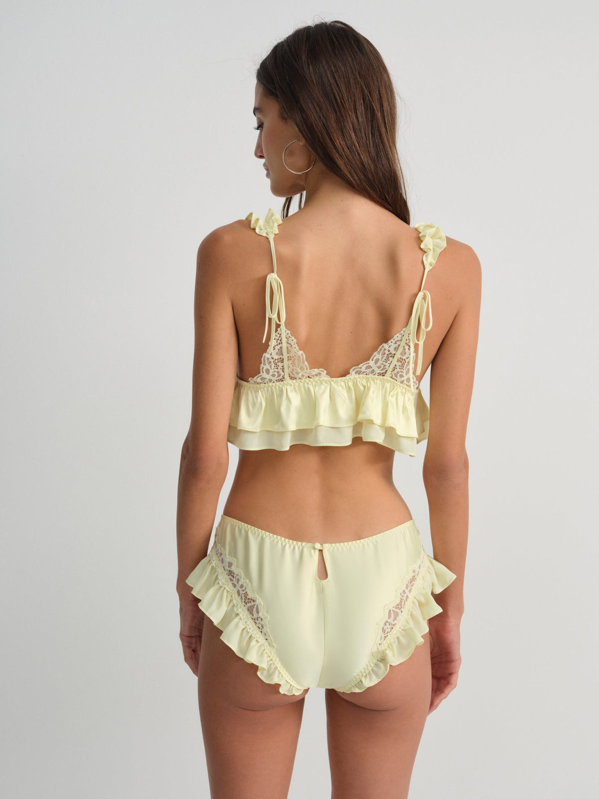 Butterfly Lace Ruffle Bralette - Yellow
