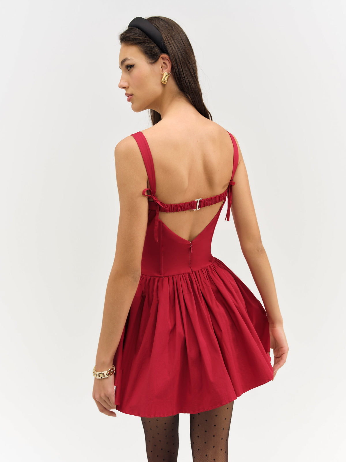 Helena Poplin Bustier Mini Dress - Red