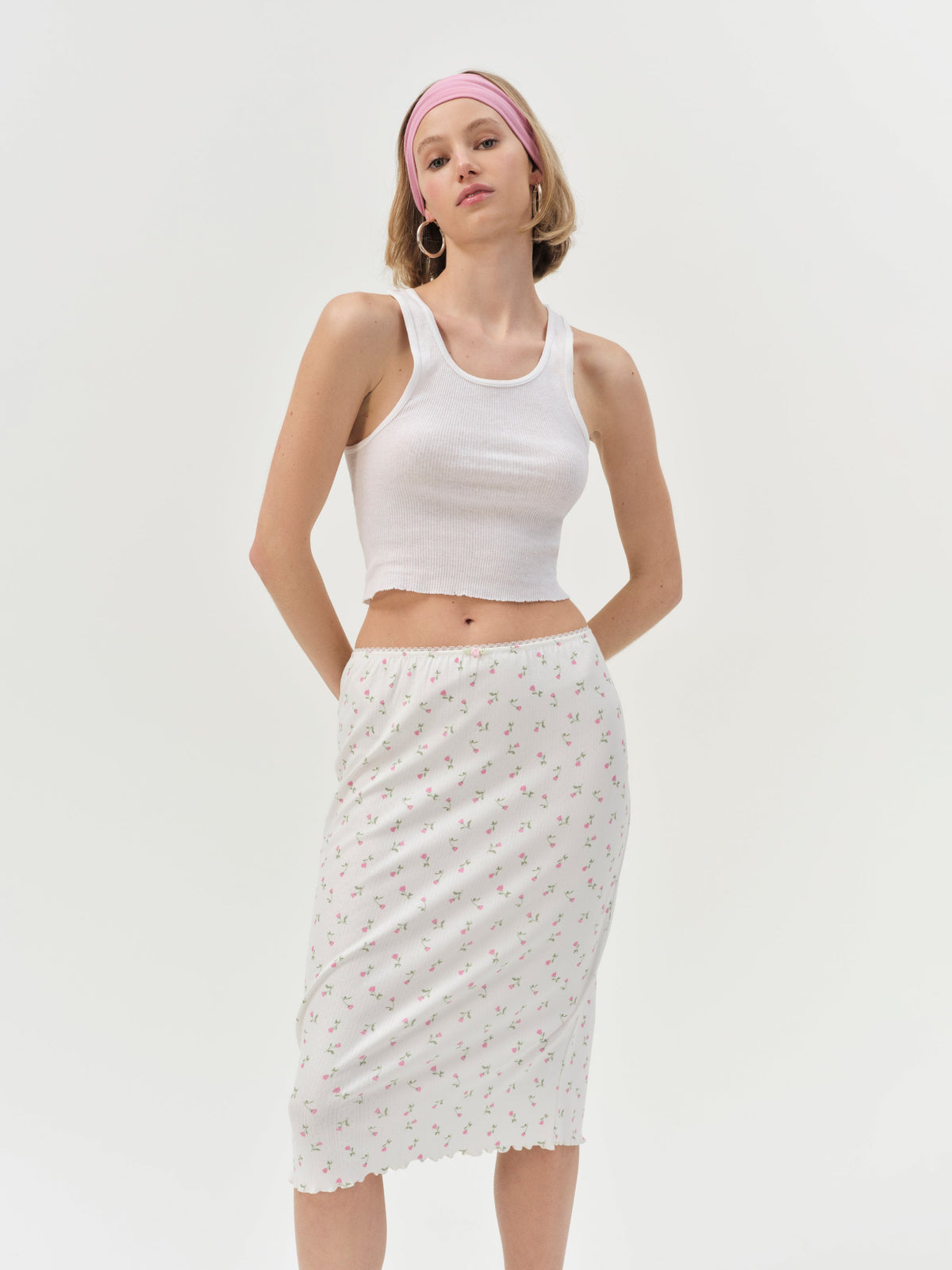 Elliana Midi Skirt - White