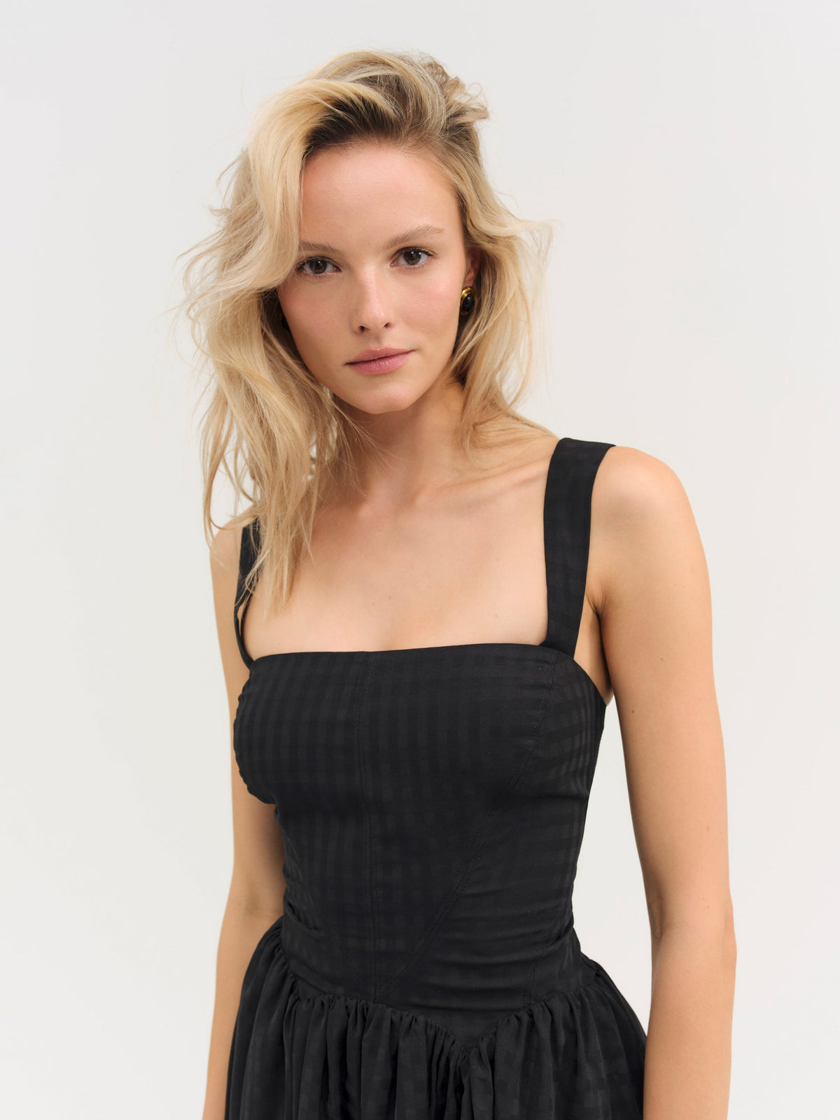 Ginny Gingham Mini Dress - Black
