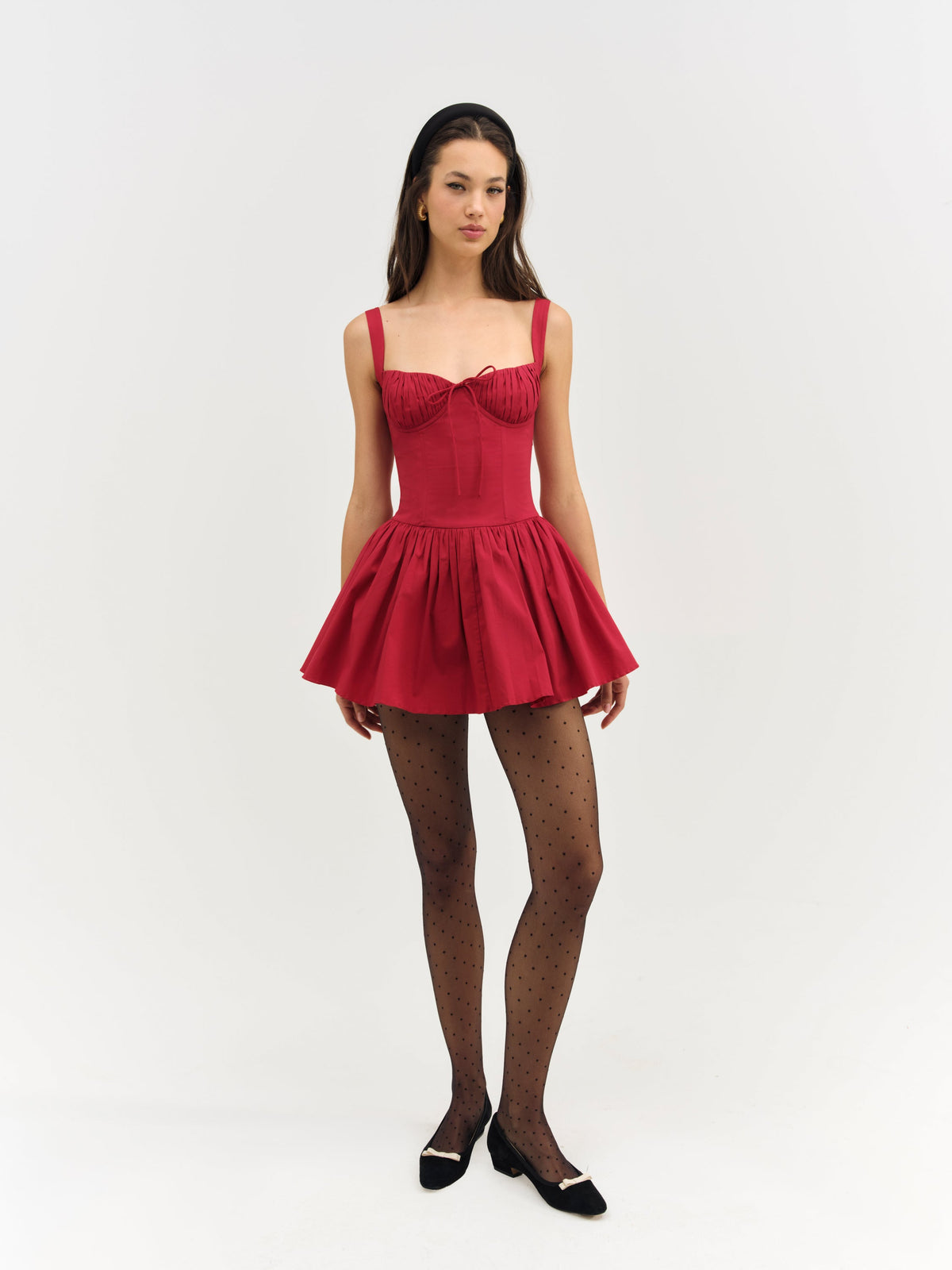 Helena Poplin Bustier Mini Dress - Red