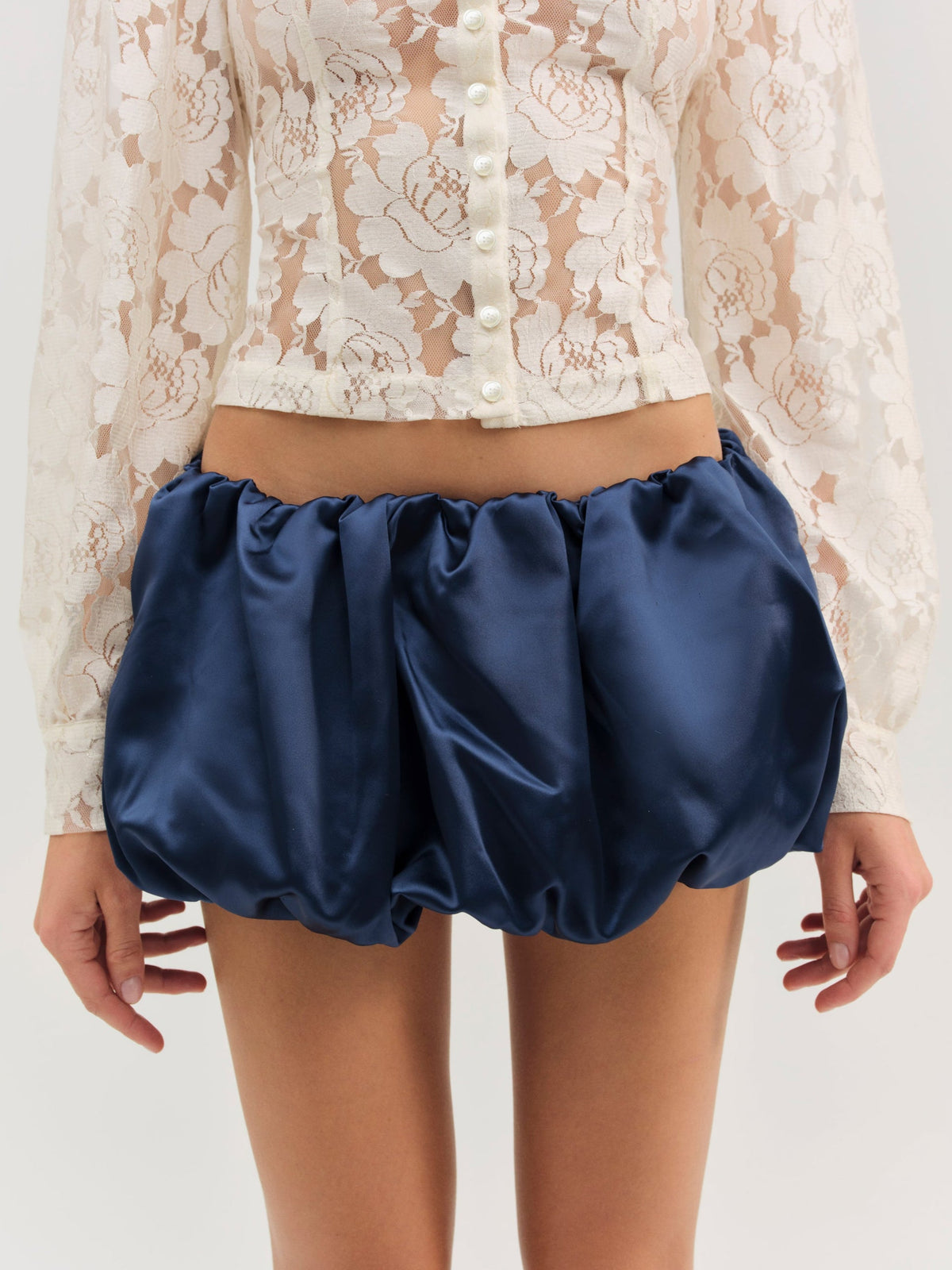Lena Bubble Mini Skirt - Navy