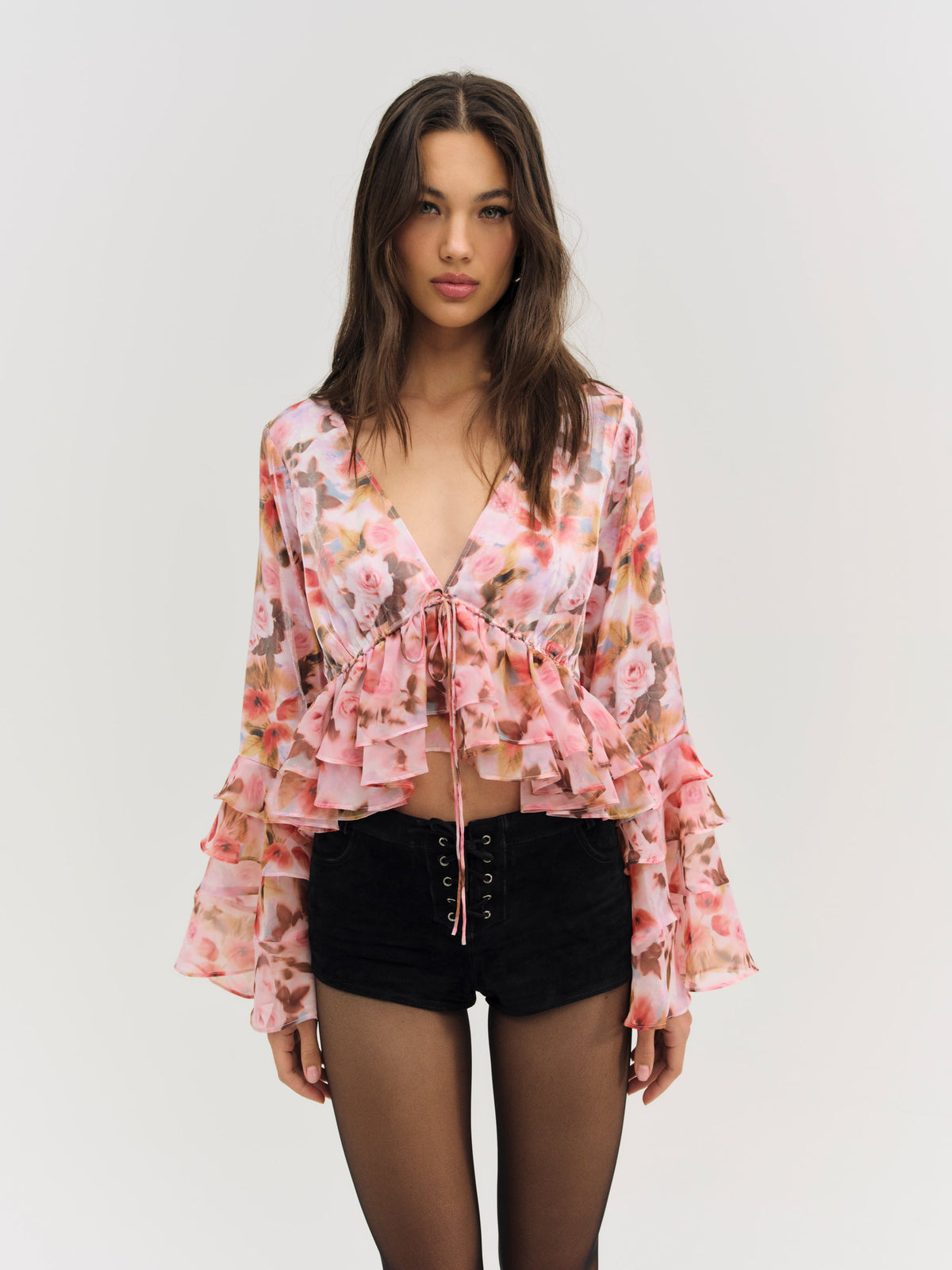 Fallen Floral Top - Pink