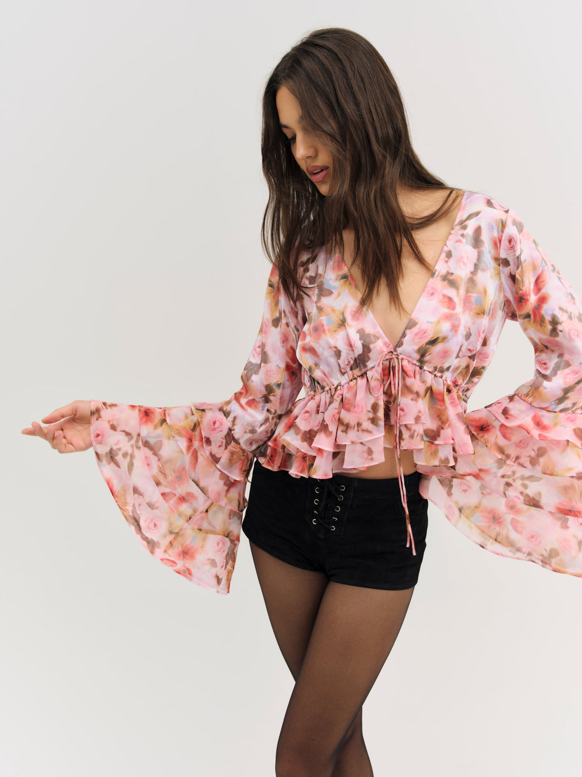 Fallen Floral Top - Pink