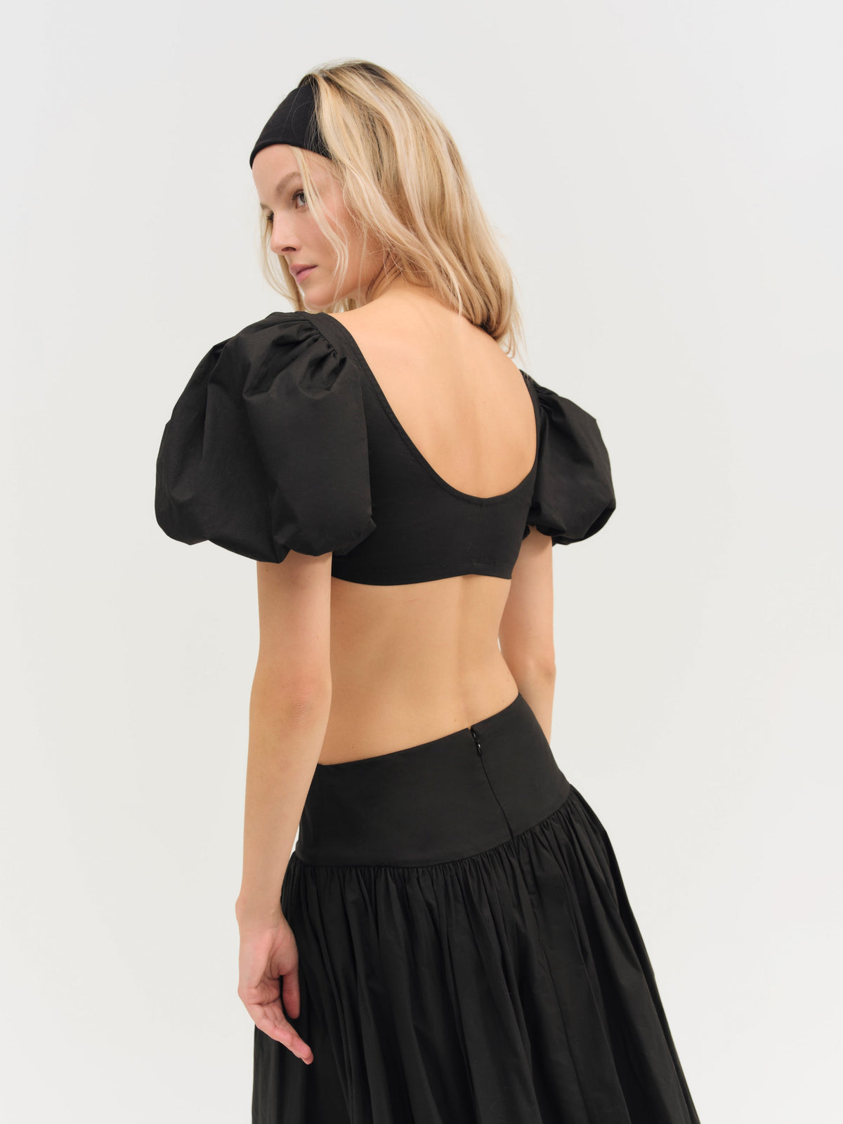 Helena Crop Poplin Top - Black