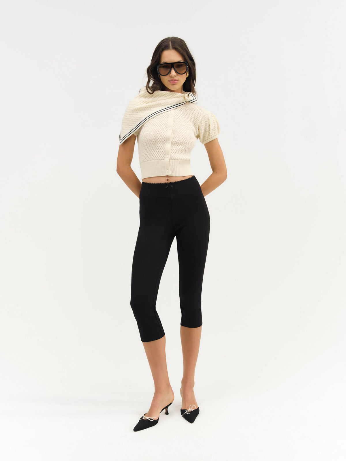 Maritime Knit Cardigan & Scarf - Cream