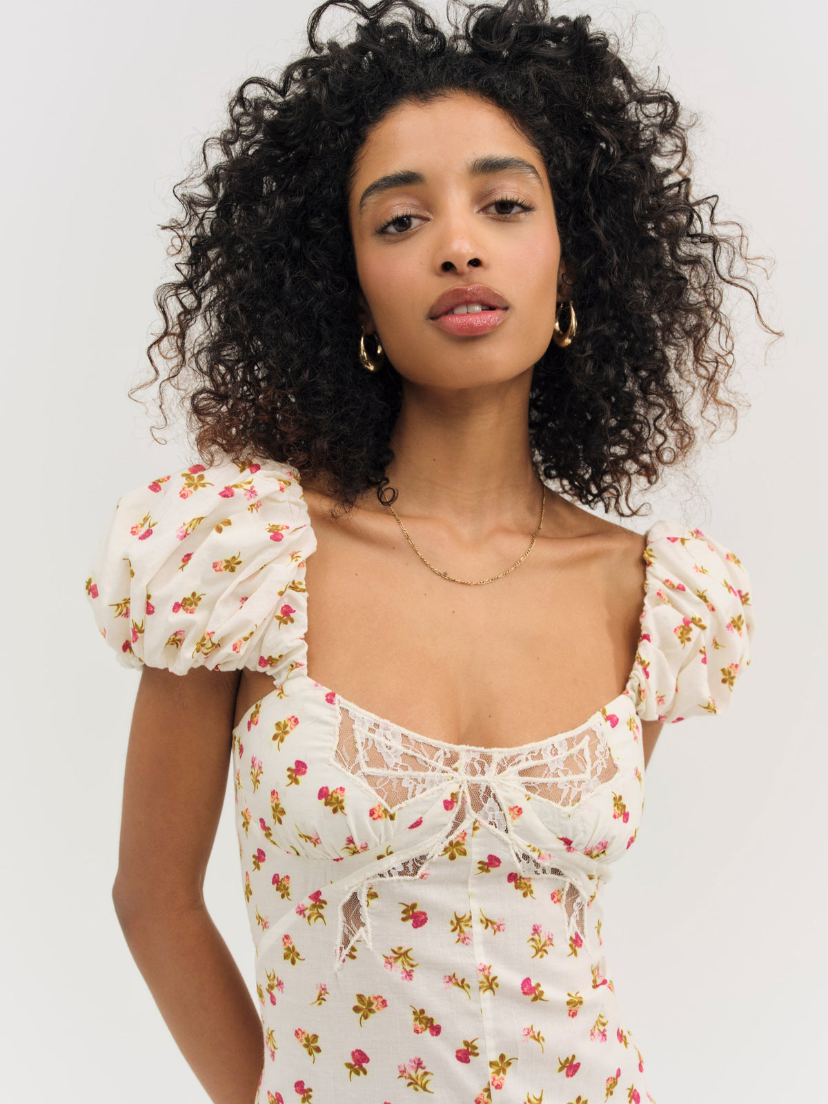 Adahlia Floral Midi Dress - Cream