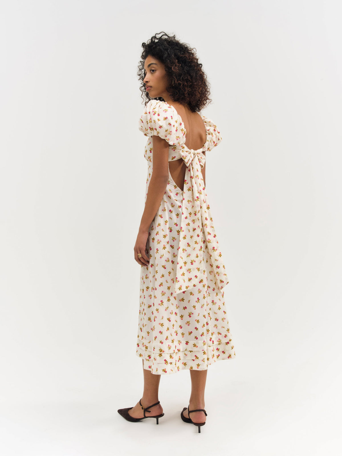 Adahlia Floral Midi Dress - Cream