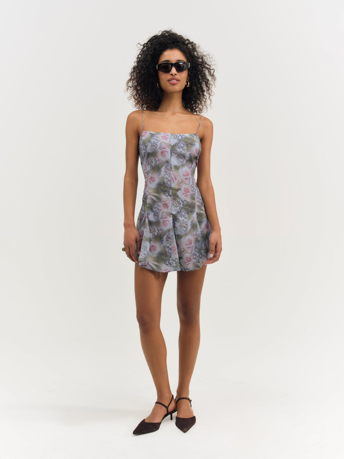 Fallen Floral Mini Dress - Purple