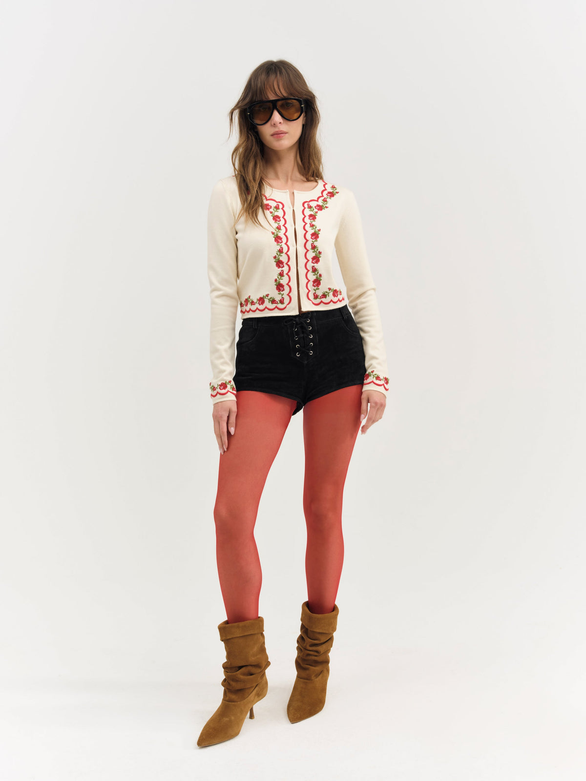 Rose Waltz Scalloped Knit Cardigan - Cream
