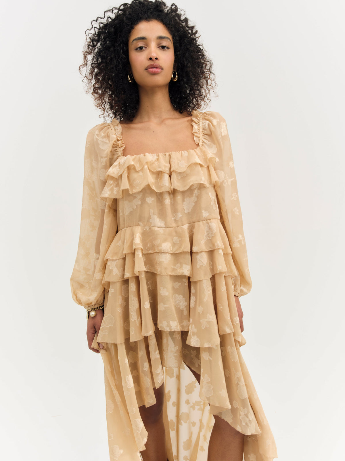 Colette Satin Burnout Maxi Dress - Taupe