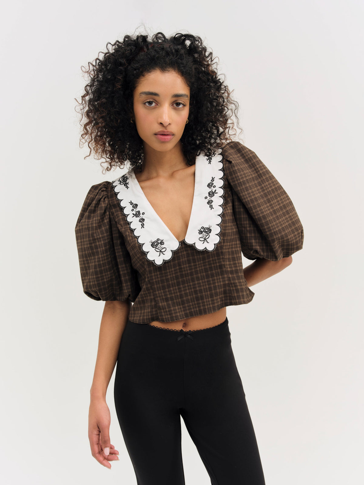 University Plaid Top - Brown