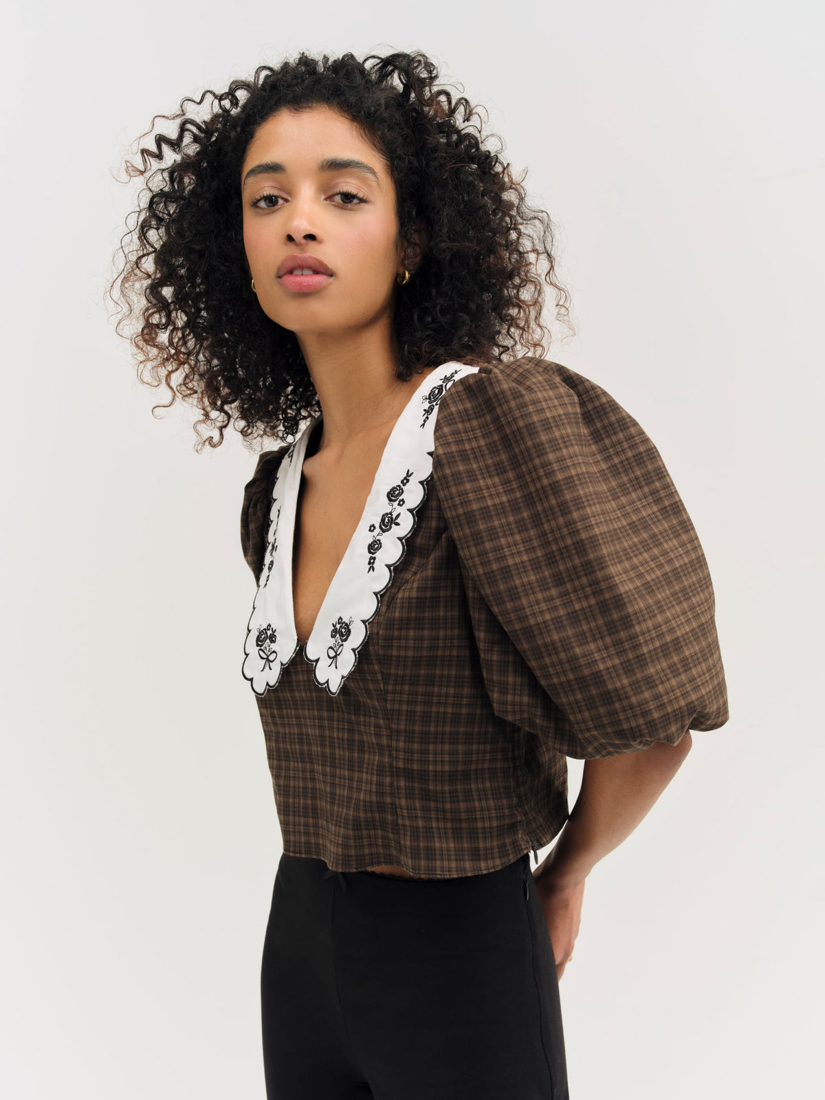 University Plaid Top - Brown