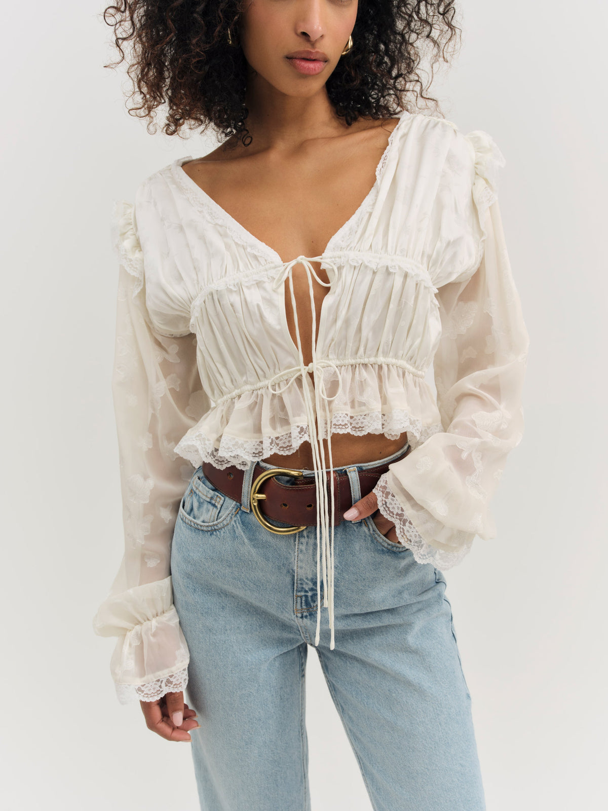 Jeanne Jacquard Top - Cream