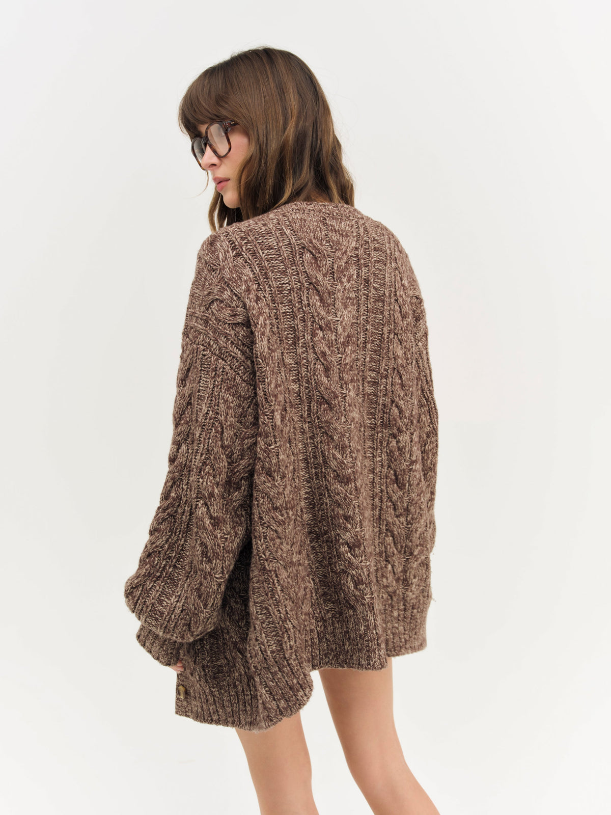 Nathalie Knit Oversized Cardigan - Brown