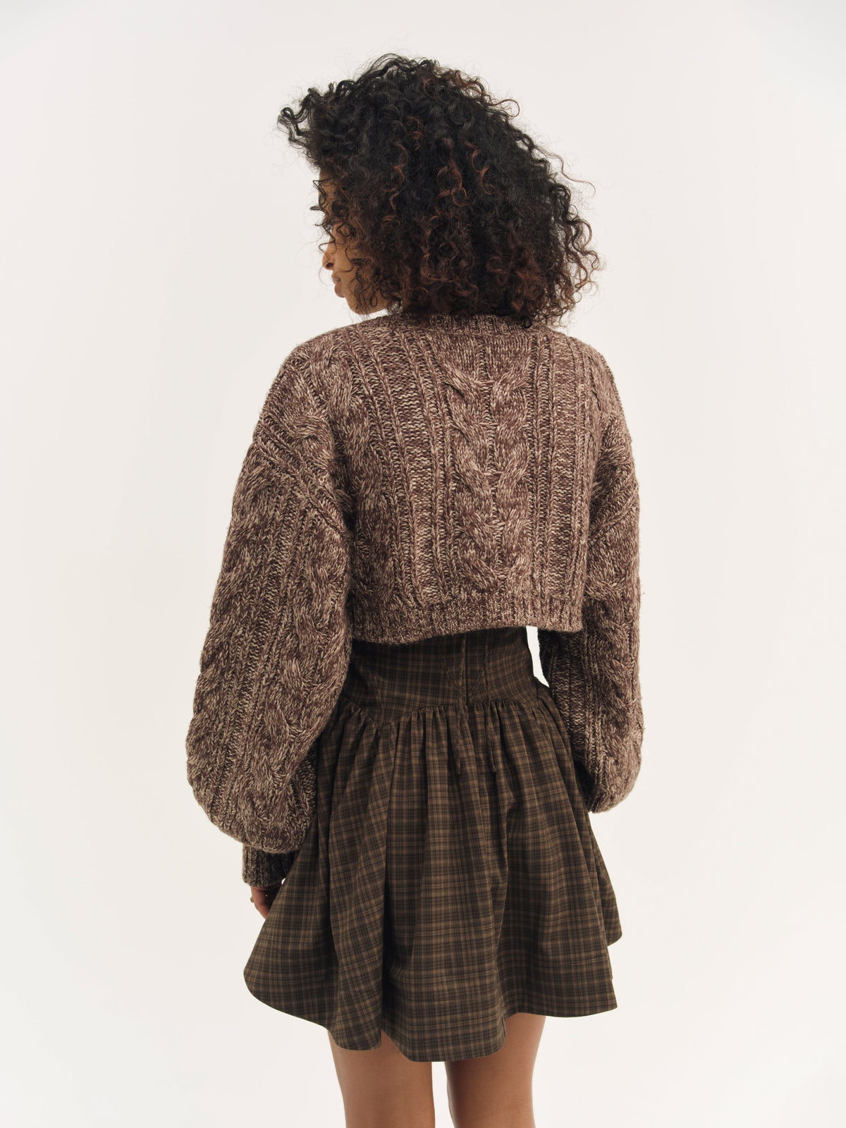 Nathalie Knit Cropped Cardigan - Brown